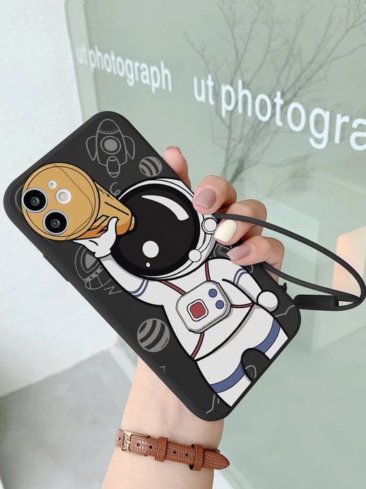 Shein funda de telefono Tpu con estampado de astronauta y telescopio con correa de mano - Quierox - Tienda Online