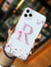 Shein Funda de teléfono transparente con gráfico de letra floral rosa manzana compatible con iPhone - Quierox - Tienda Online
