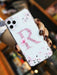 Shein Funda de teléfono transparente con gráfico de letra floral rosa manzana compatible con iPhone - Quierox - Tienda Online