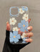SHEIN Funda de TPU a prueba de golpes con estampado de flores blancas y azules para iPhone 15 - Quierox - Tienda Online