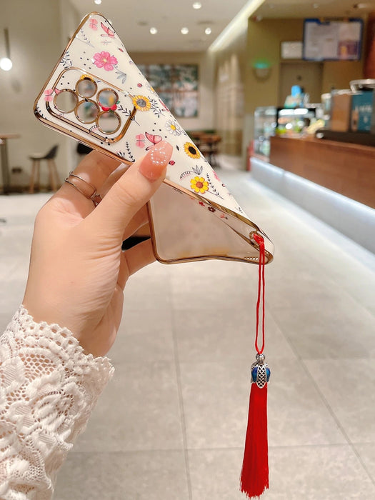 SHEIN Funda de TPU anticaída galvanizada 6D de verano con correa de borla - Quierox - Tienda Online