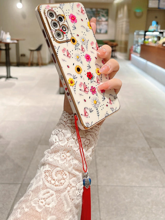 SHEIN Funda de TPU anticaída galvanizada 6D de verano con correa de borla - Quierox - Tienda Online