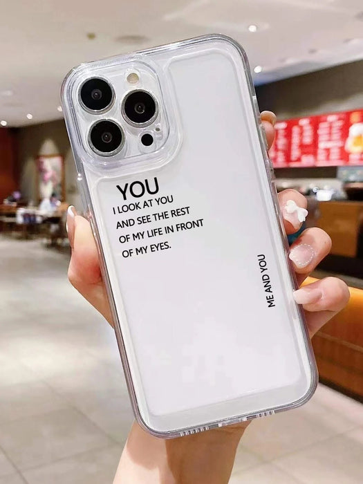 Shein Funda del teléfono de los pares 2piezas con letras impresas compatible con Iphone - Quierox - Tienda Online