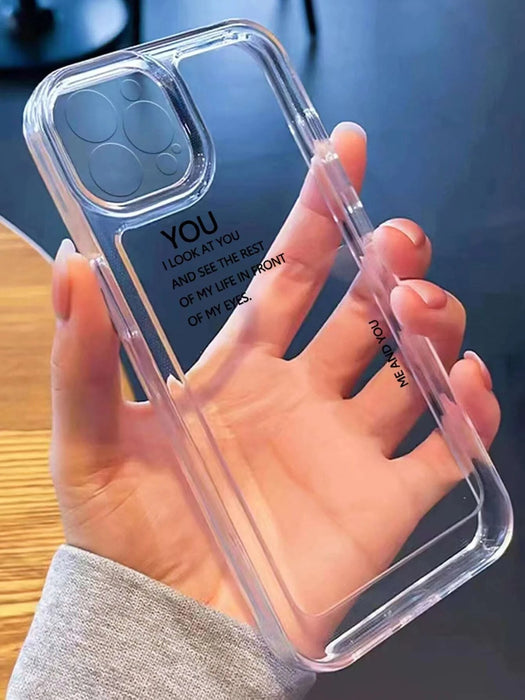 Shein Funda del teléfono de los pares 2piezas con letras impresas compatible con Iphone - Quierox - Tienda Online