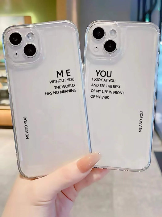 Shein Funda del teléfono de los pares 2piezas con letras impresas compatible con Iphone - Quierox - Tienda Online