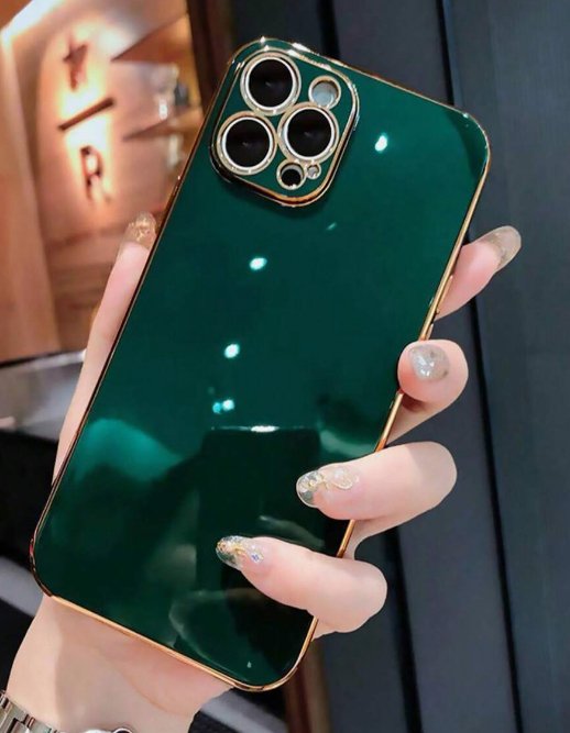 Shein Funda del teléfono del borde recto de galvanoplastia 6d, compatible con iPhone - Quierox - Tienda Online