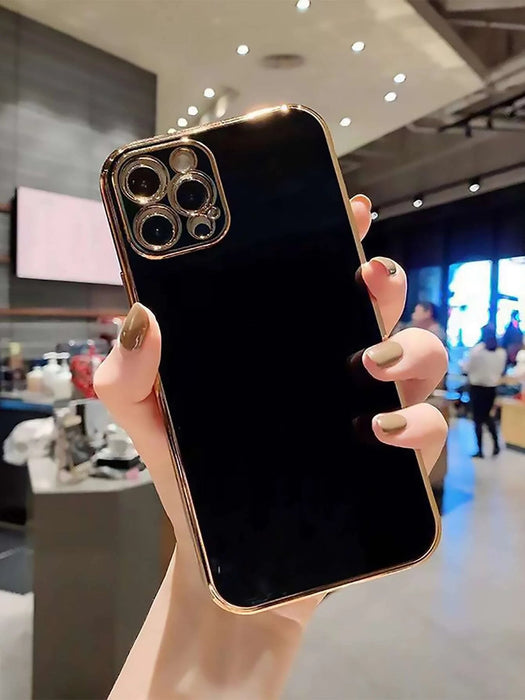 Shein Funda del teléfono del borde recto de galvanoplastia 6d, compatible con iPhone - Quierox - Tienda Online