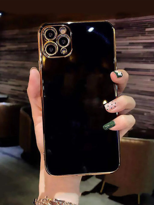 Shein Funda del teléfono del borde recto de galvanoplastia 6d, compatible con iPhone - Quierox - Tienda Online