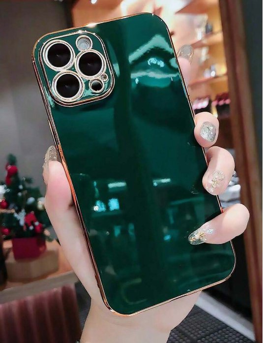 Shein Funda del teléfono del borde recto de galvanoplastia 6d, compatible con iPhone - Quierox - Tienda Online
