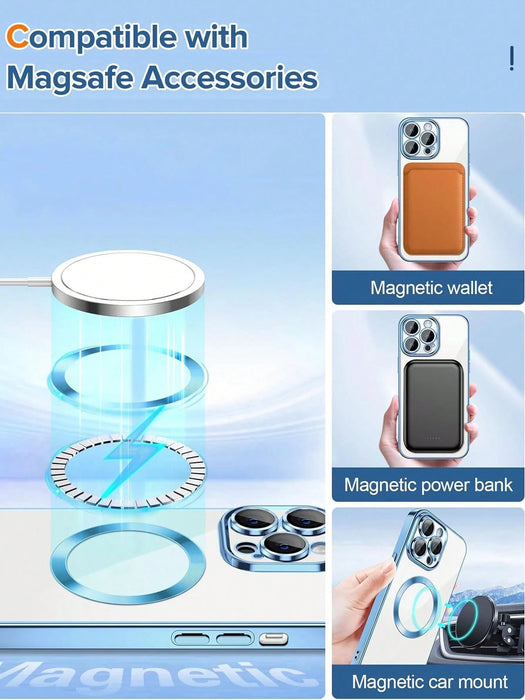 Shein Funda magnética galvanizada con adsorción, con espejo protector, compatible con iPhone - Quierox - Tienda Online