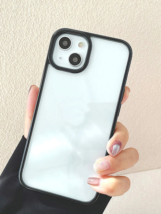 SHEIN Funda minimalista de acrílico transparente de color negro, para iPhone 12 Pro Max - Quierox - Tienda Online