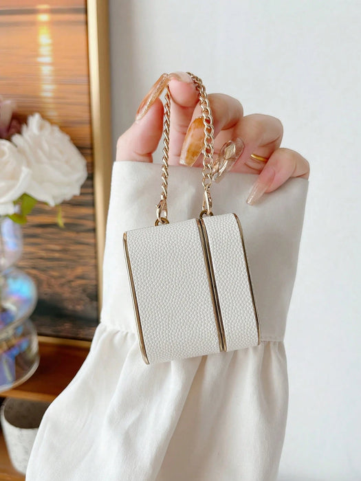 Shein Funda para auriculares inalámbricos blanca a prueba de golpes con textura de cuero, compatible con Airpods Pro 2da gen - Quierox - Tienda Online