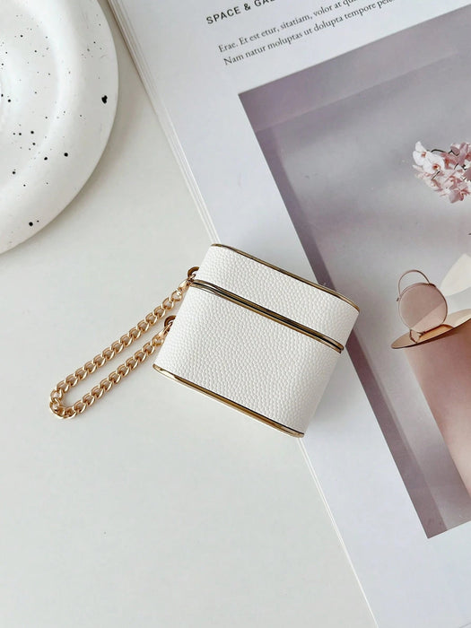 Shein Funda para auriculares inalámbricos blanca a prueba de golpes con textura de cuero, compatible con Airpods Pro 2da gen - Quierox - Tienda Online