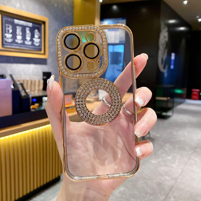 SHEIN Funda para iPhone 12 Pro Max con diamantes, purpurina transparente - Quierox - Tienda Online