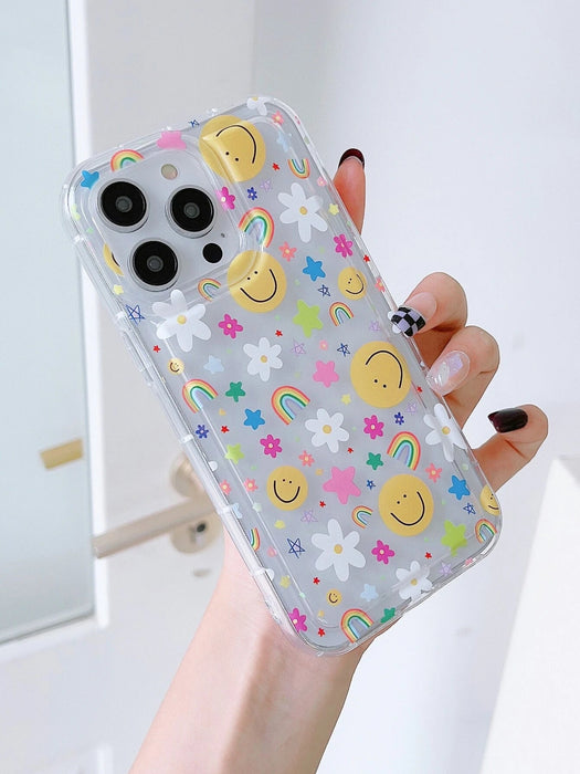 Shein Funda para móvil con diseño de flores, transparente, ligera y a prueba de golpes, 1 unidad - Quierox - Tienda Online