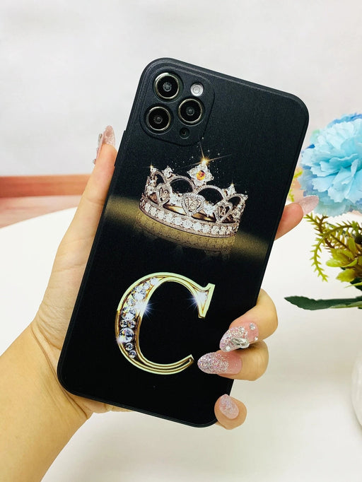 Shein Funda para móvil con estampado de letra y corona compatible con iphone - Quierox - Tienda Online