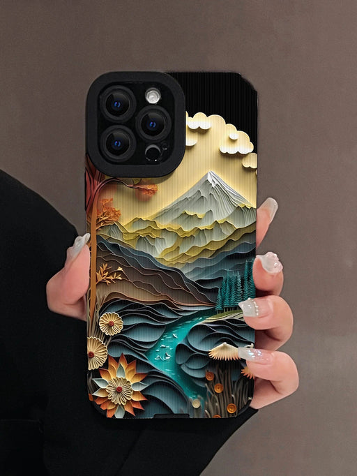 Shein Funda para teléfono antigolpes con diseño de paisaje de cuero sintético de verano - Quierox - Tienda Online