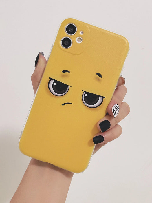 SHEIN Funda para teléfono con diseño de cara de dibujos animados divertida de Apple Yellow Edit - Quierox - Tienda Online