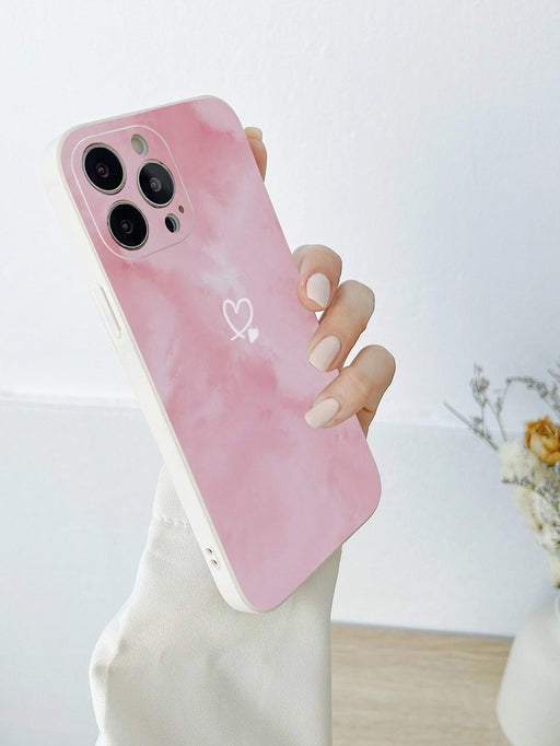 Shein Funda para teléfono con diseño de corazón rosa compatible con iPhone - Quierox - Tienda Online