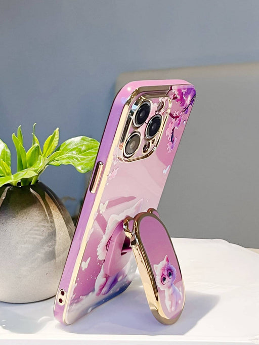 Shein Funda para teléfono con diseño de gato de dibujos animados y flores y agarre para teléfono que se destaca - Quierox - Tienda Online