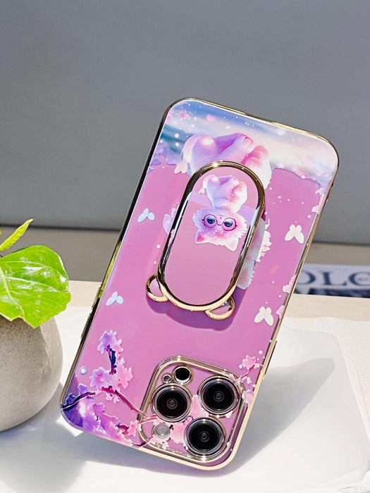 Shein Funda para teléfono con diseño de gato de dibujos animados y flores y agarre para teléfono que se destaca - Quierox - Tienda Online