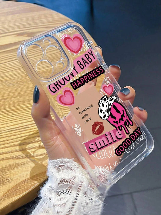 Shein Funda para teléfono con diseño de letras y corazones rosas de la década de 2000 - Quierox - Tienda Online