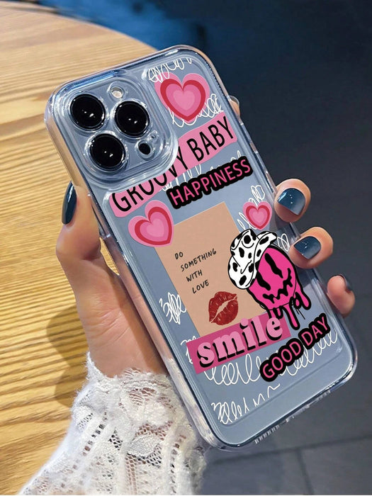 Shein Funda para teléfono con diseño de letras y corazones rosas de la década de 2000 - Quierox - Tienda Online