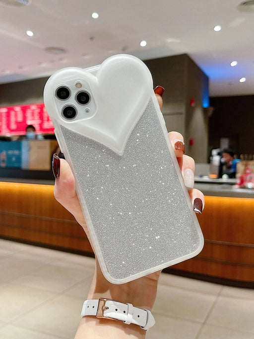Shein Funda para teléfono con forma de corazón transparente brillante para iPhone 13 ProMax - Quierox - Tienda Online