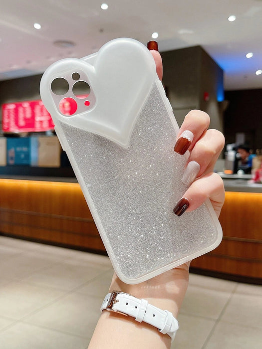 Shein Funda para teléfono con forma de corazón transparente brillante para iPhone 13 ProMax - Quierox - Tienda Online
