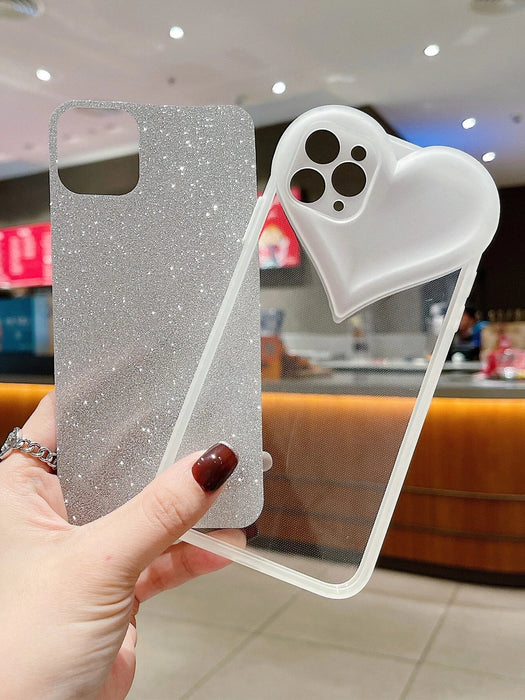 Shein Funda para teléfono con forma de corazón transparente brillante para iPhone 13 ProMax - Quierox - Tienda Online