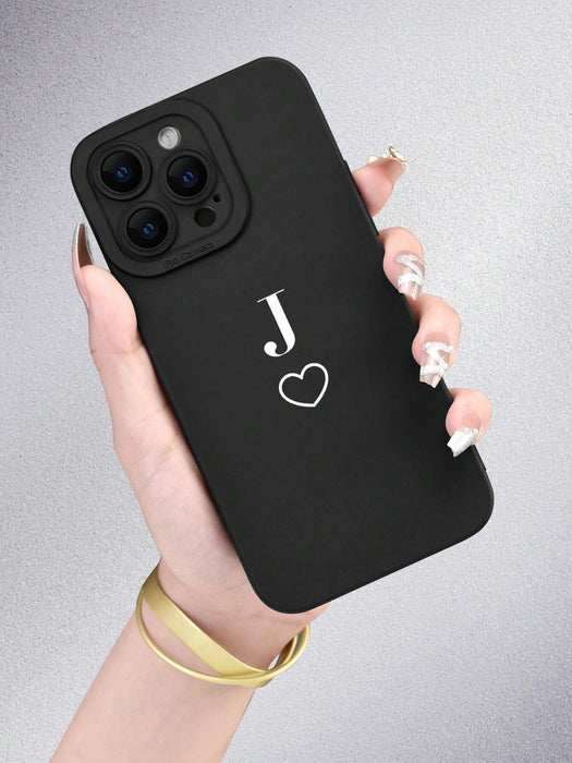Shein Funda para teléfono con gráfico de corazón y letra J compatible con iPhone XR - Quierox - Tienda Online
