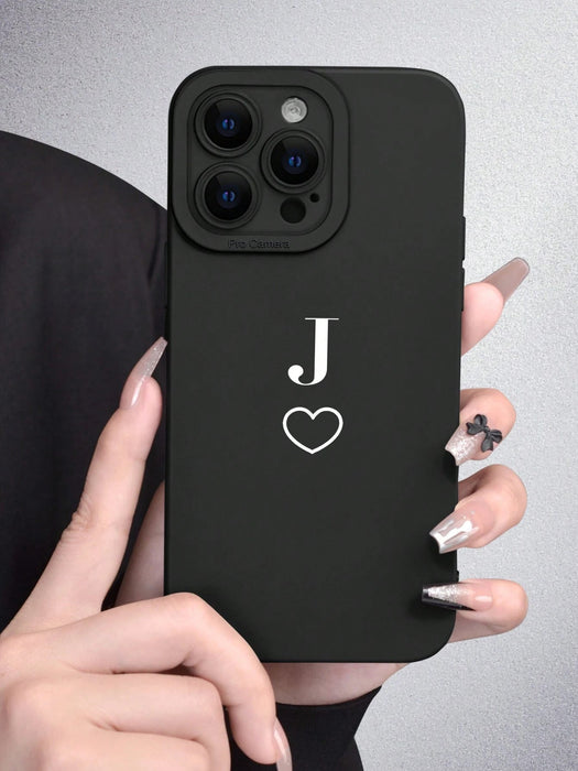 Shein Funda para teléfono con gráfico de corazón y letra J compatible con iPhone XR - Quierox - Tienda Online