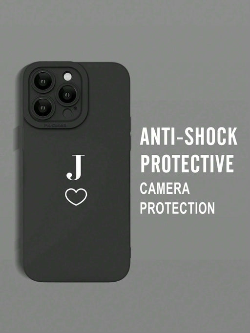 Shein Funda para teléfono con gráfico de corazón y letra J compatible con iPhone XR - Quierox - Tienda Online
