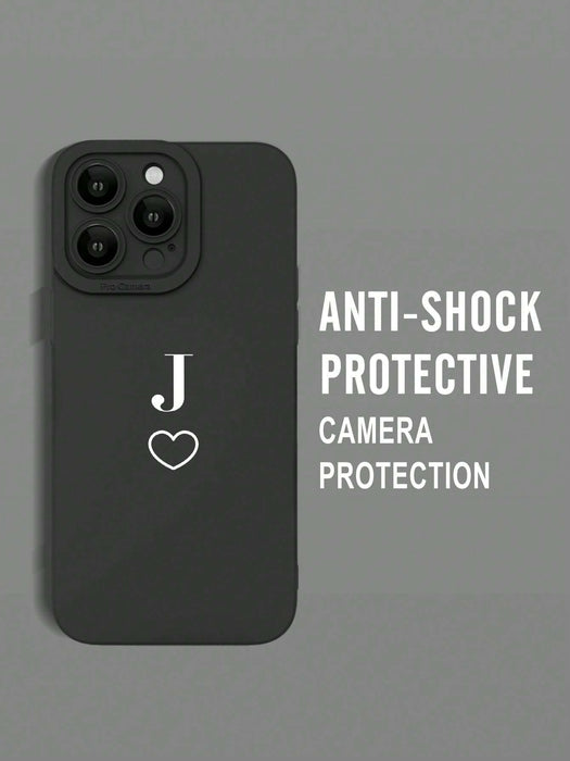 Shein Funda para teléfono con gráfico de corazón y letra J compatible con iPhone XR - Quierox - Tienda Online