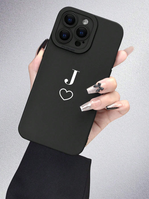 Shein Funda para teléfono con gráfico de corazón y letra J compatible con iPhone XR - Quierox - Tienda Online