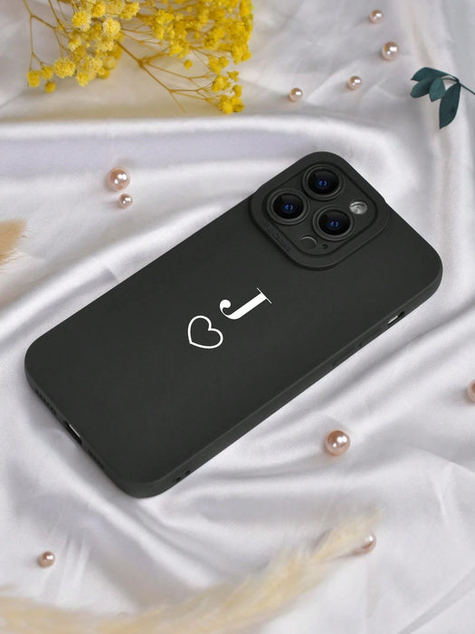 Shein Funda para teléfono con gráfico de corazón y letra J compatible con iPhone XR - Quierox - Tienda Online