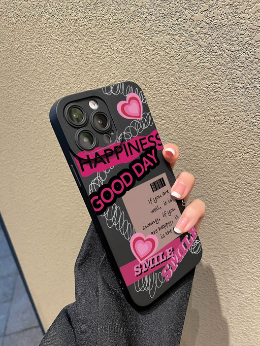 Shein Funda para teléfono con letras rosas de San Valentín Y2K, compatible con iPhone 13 pro max - Quierox - Tienda Online