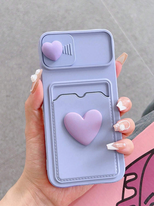 Shein Funda para teléfono con marco para fotos y tarjetas con adhesivo de doble corazón - Quierox - Tienda Online