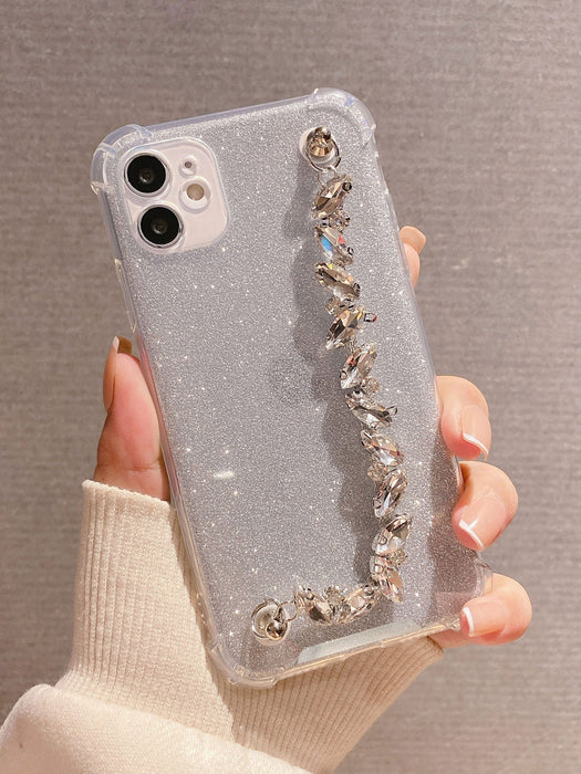 SHEIN Funda para teléfono con purpurina y brazalete de diamantes de imitación - Quierox - Tienda Online