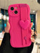 Shein Funda para teléfono lisa de neón rosa con soporte para pulsera con decoración de corazón - Quierox - Tienda Online