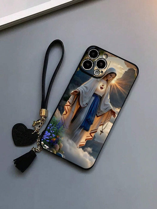 Shein Funda para teléfono pintada con correa de la Virgen María compatible con iPhone 13 pro max - Quierox - Tienda Online
