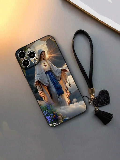Shein Funda para teléfono pintada con correa de la Virgen María compatible con iPhone 13 pro max - Quierox - Tienda Online