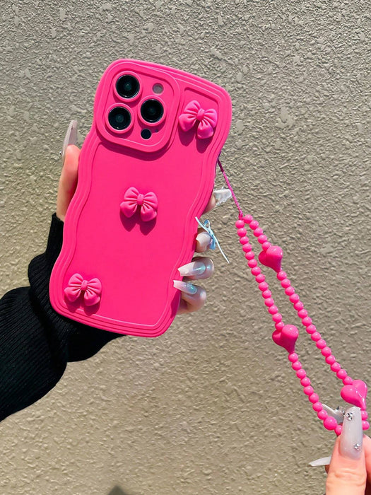 Shein Funda para teléfono rosa intenso con lazo y volantes, anticaídas, compatible con iPhone 14 pro max - Quierox - Tienda Online