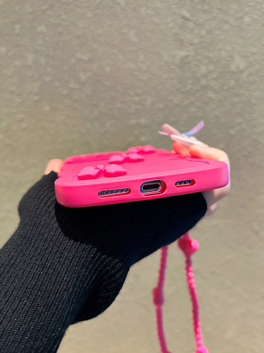 Shein Funda para teléfono rosa intenso con lazo y volantes, anticaídas, compatible con iPhone 14 pro max - Quierox - Tienda Online