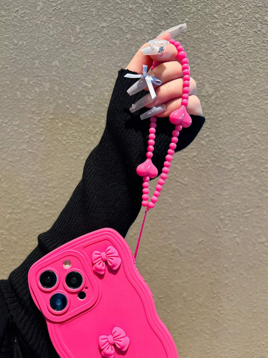 Shein Funda para teléfono rosa intenso con lazo y volantes, anticaídas, compatible con iPhone 14 pro max - Quierox - Tienda Online