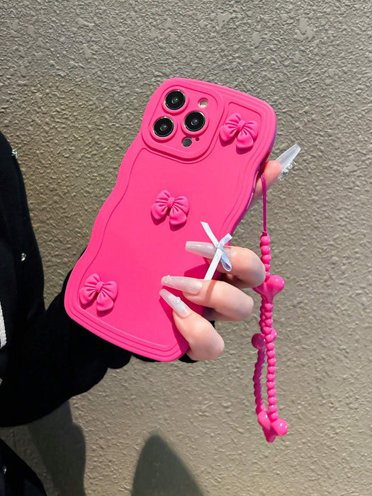Shein Funda para teléfono rosa intenso con lazo y volantes, anticaídas, compatible con iPhone 14 pro max - Quierox - Tienda Online