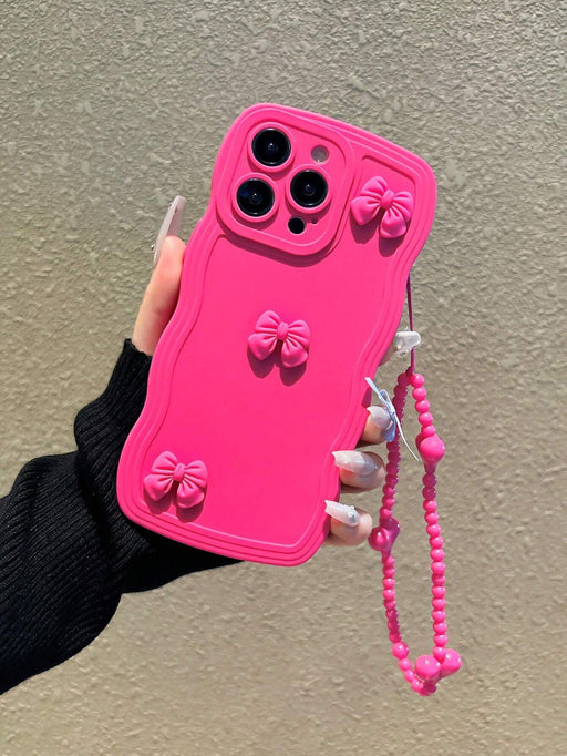 Shein Funda para teléfono rosa intenso con lazo y volantes, anticaídas, compatible con iPhone 14 pro max - Quierox - Tienda Online