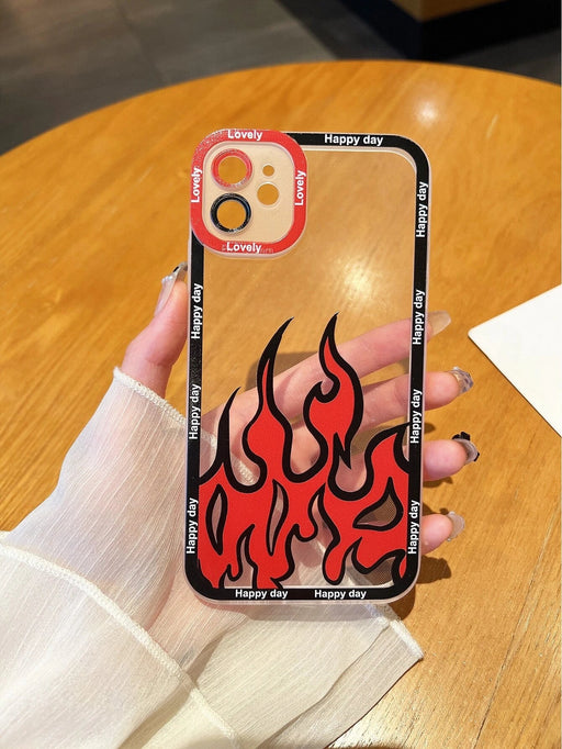 Shein Funda para teléfono transparente con estampado de llamas para iphone 13 promax - Quierox - Tienda Online