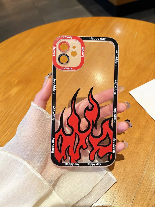 Shein Funda para teléfono transparente con estampado de llamas para iphone 13 promax - Quierox - Tienda Online