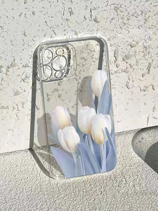Shein Funda para teléfono transparente pintada con tulipanes para iphone 12 pro - Quierox - Tienda Online